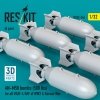 RESKIT RS32-0546 AN-M58 bombs (500 lbs) for all USAF & RAF of WW2 & Korean War (6 pcs) (3D Printed) 1/32